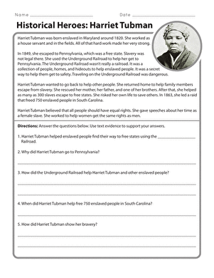 Harriet Tubman worksheet for third grade students learning about place value and historical heroes with an image numbered 23