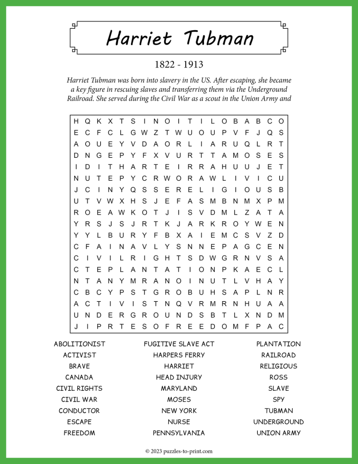 Third grade math worksheet featuring a historical biography of Harriet Tubman to practice place value skills
