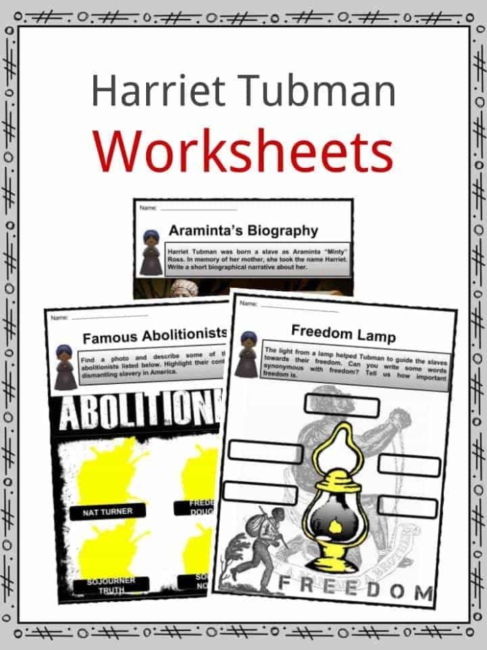 Third grade place value worksheet featuring Harriet Tubman's heroic journey helping enslaved people escape to freedom