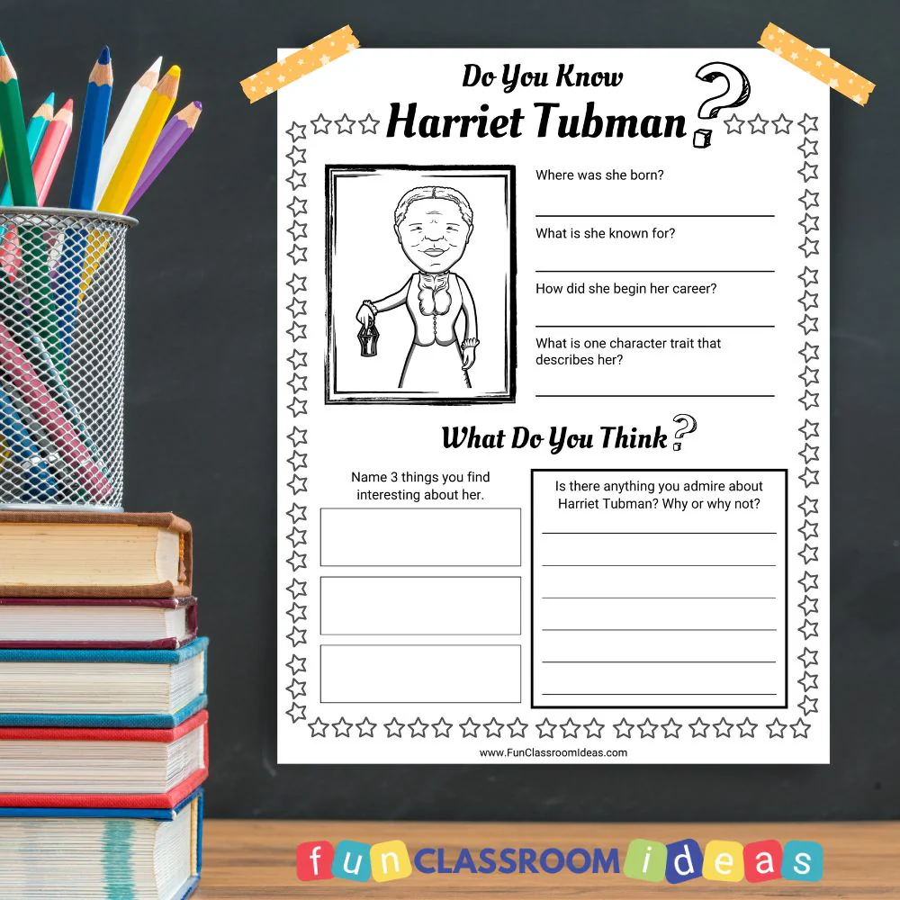Third grade math worksheet featuring a historical biography of Harriet Tubman to practice place value skills