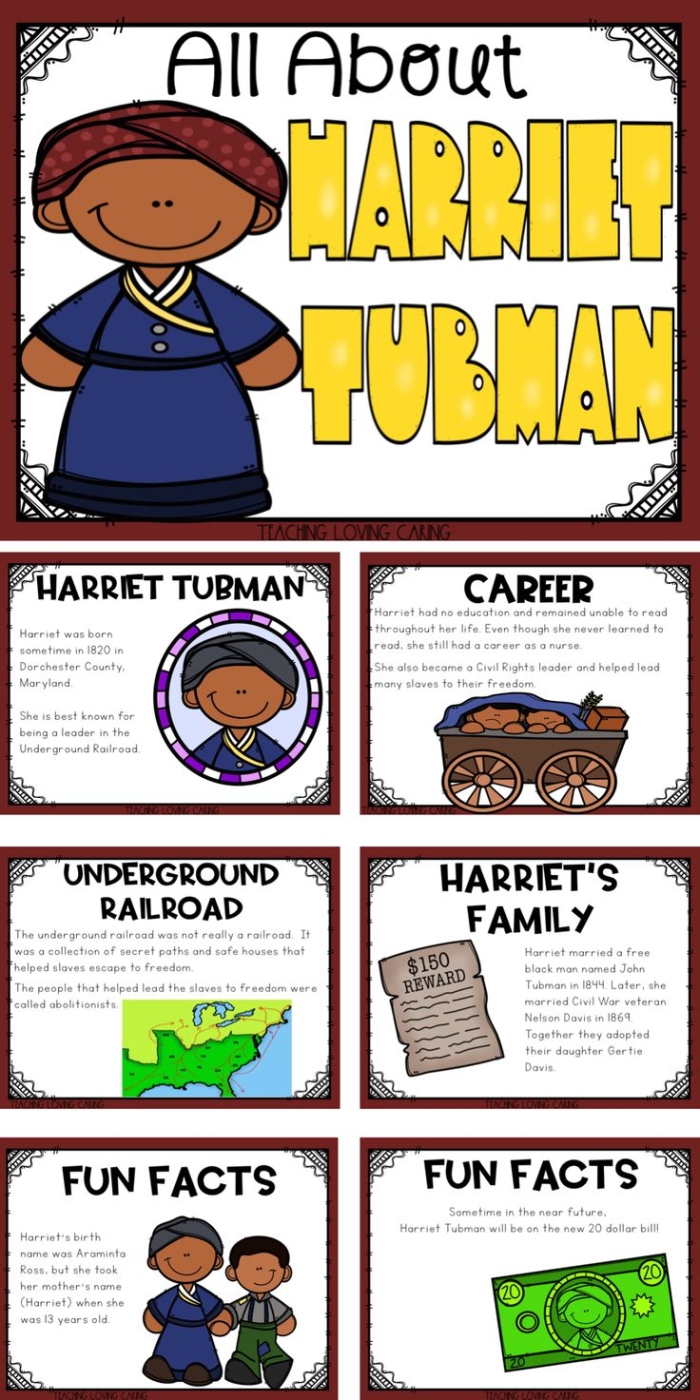 Third grade place value math worksheet featuring an educational biography of historical hero Harriet Tubman