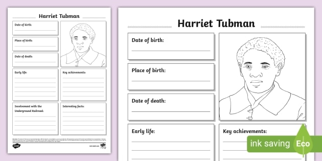 ALT text: Third grade worksheet featuring Harriet Tubman's heroic journey from slavery to freedom with place value activities