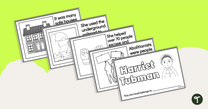 Illustration of Harriet Tubman leading enslaved people to freedom along the Underground Railroad for third grade place value worksheet