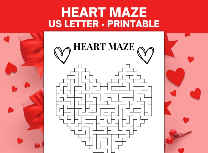 Valentine Heart Maze Division Worksheet 13 First grade students navigate a heart-shaped maze on this Valentine's Day division themed worksheet.