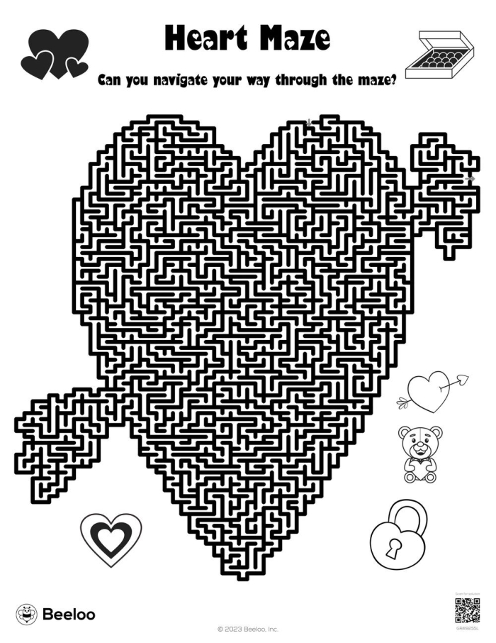 Heart Maze Worksheet 21 Division Puzzle for Kids First grade students solve a Valentine heart maze by drawing a path to the center