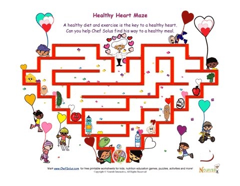 Division worksheet for First Grade Heart Maze worksheet for First Grade