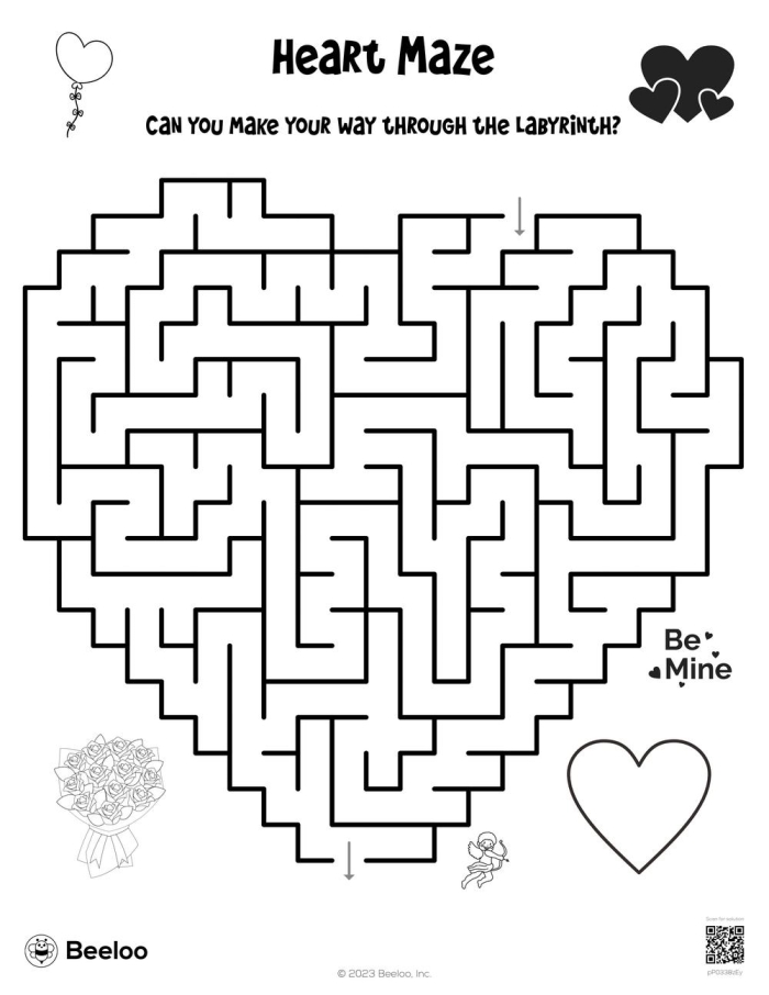 Valentine Heart Maze Worksheet Nineteen for First Grade Division Practice First grade students solving a heart shaped maze puzzle for Valentine Day math practice