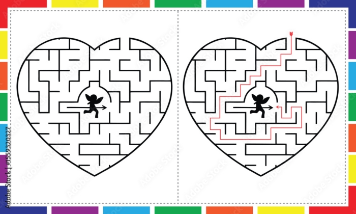 Division worksheet for First Grade Heart Maze worksheet for First Grade