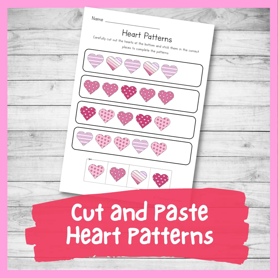 Heart pattern worksheet designed for second graders to enhance math skills during Valentine's Day. Engaging heart-themed activity for practicing numeric patterns in a fun way.
