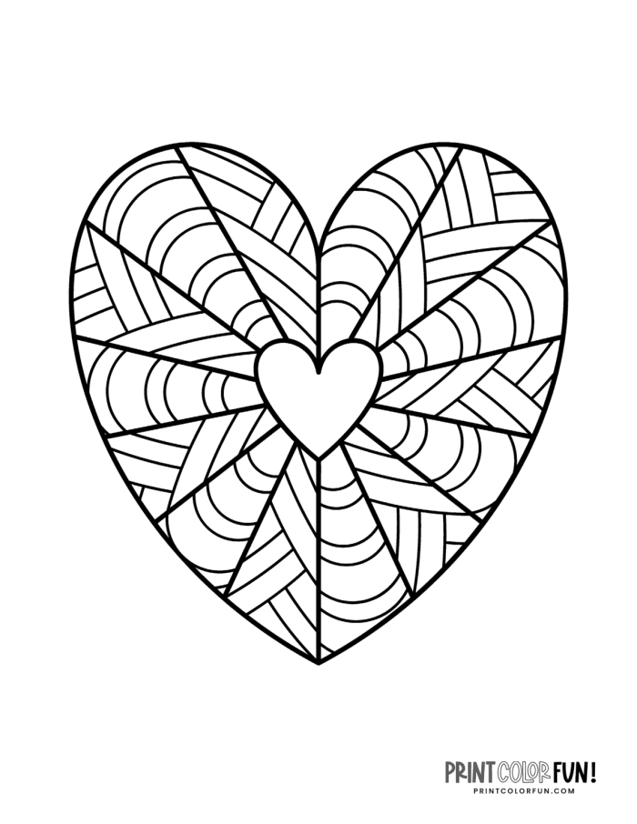 Heart pattern worksheet for practicing math skills during Valentine's Day for second graders
