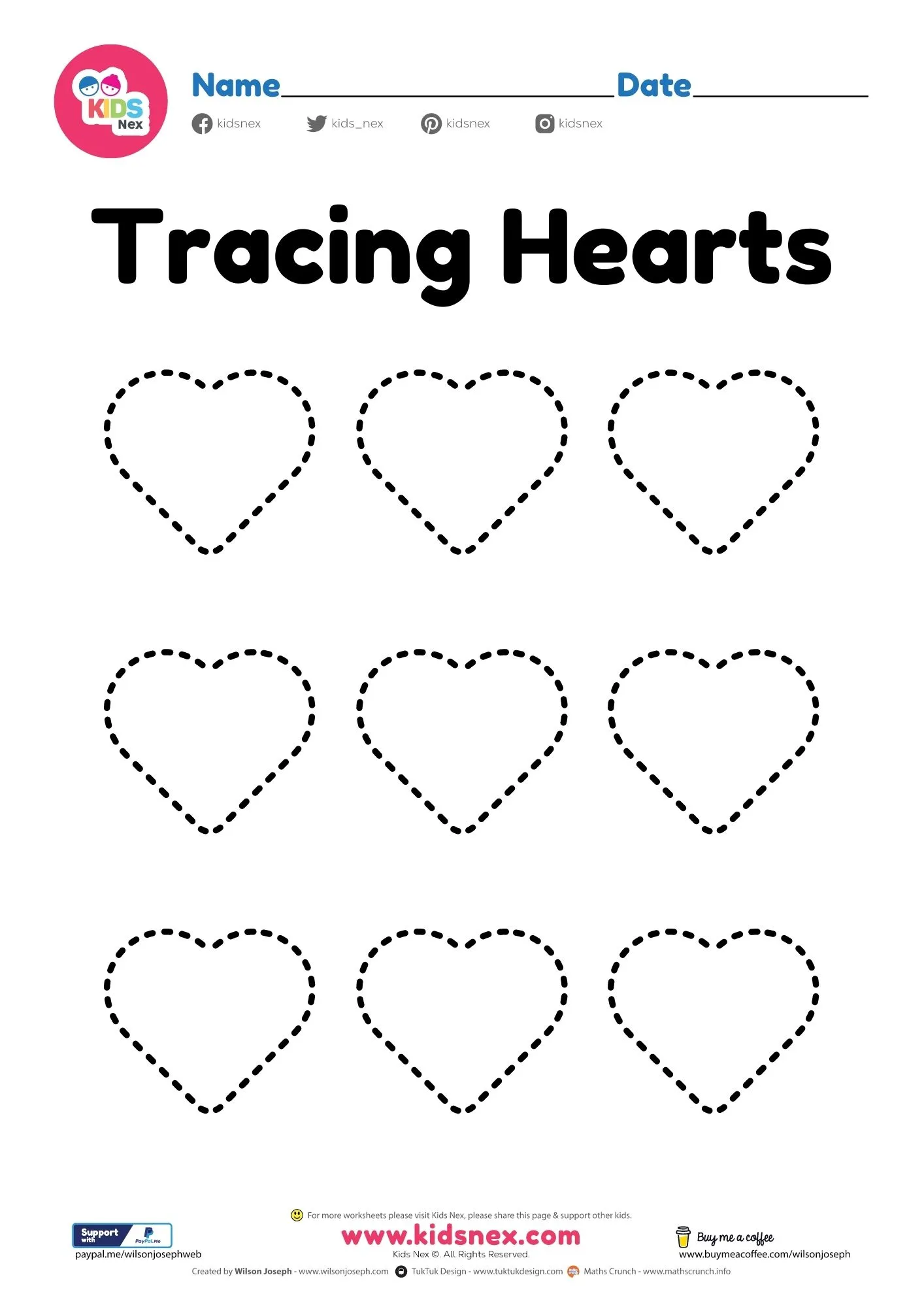 Heart pattern worksheet designed for second graders to enhance their math skills during Valentine's Day. Fun heart-themed activity for practicing numeric patterns in a festive setting.
