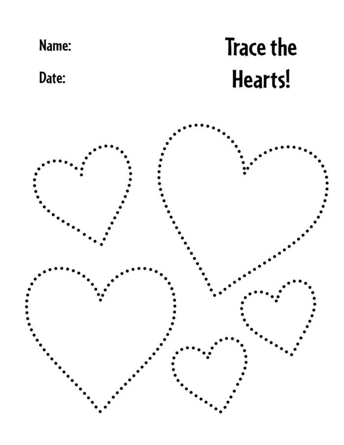 Heart pattern worksheet for practicing math skills in second grade during Valentine's Day
