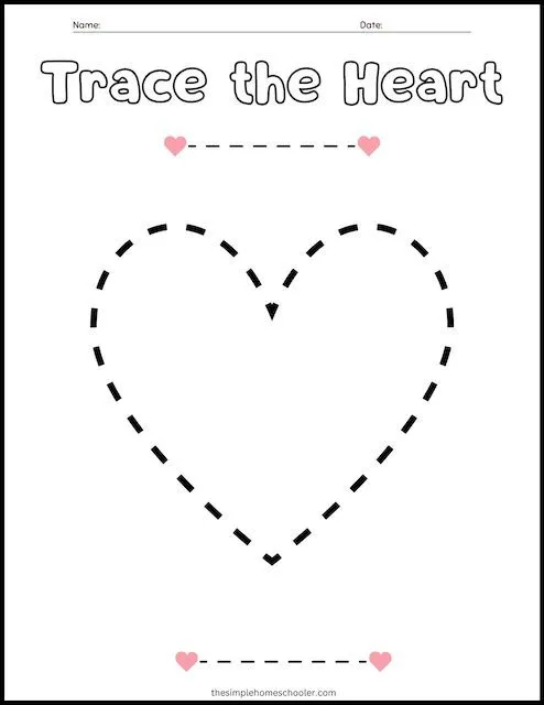 Trace the Heart worksheet for young learners in life science Children's heart drawing and decoration worksheet for Pre-K life science