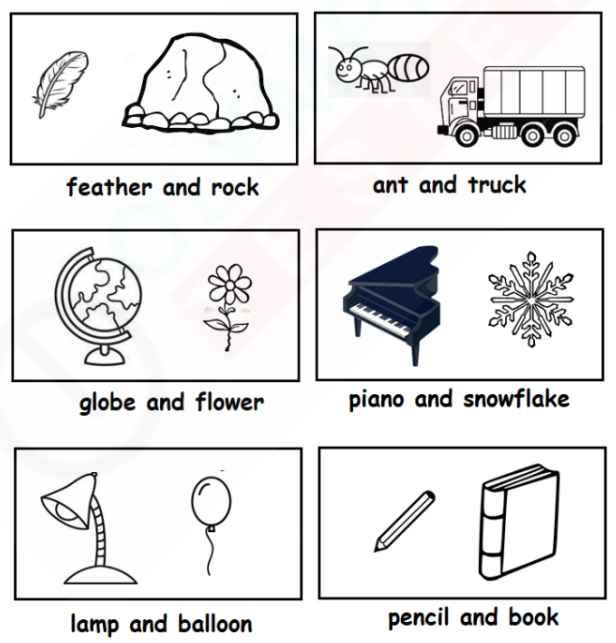 Printable worksheet for kids to learn about measuring weight, featuring heavy and light objects