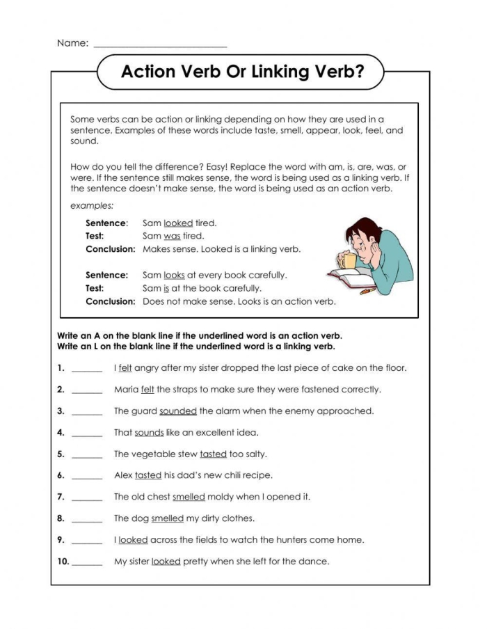 Interactive activity on helping and linking verbs for educational practice Worksheet featuring linking and helping verbs for fourth graders