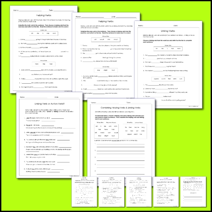 Interactive activity to enhance understanding of these important verbs Worksheet featuring helping and linking verbs for fourth graders