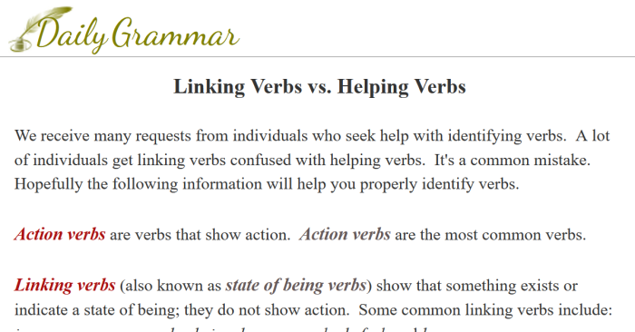 Interactive worksheet to enhance understanding of helping and linking verbs Helping vs. Linking Verbs worksheet for fourth graders featuring engaging activities