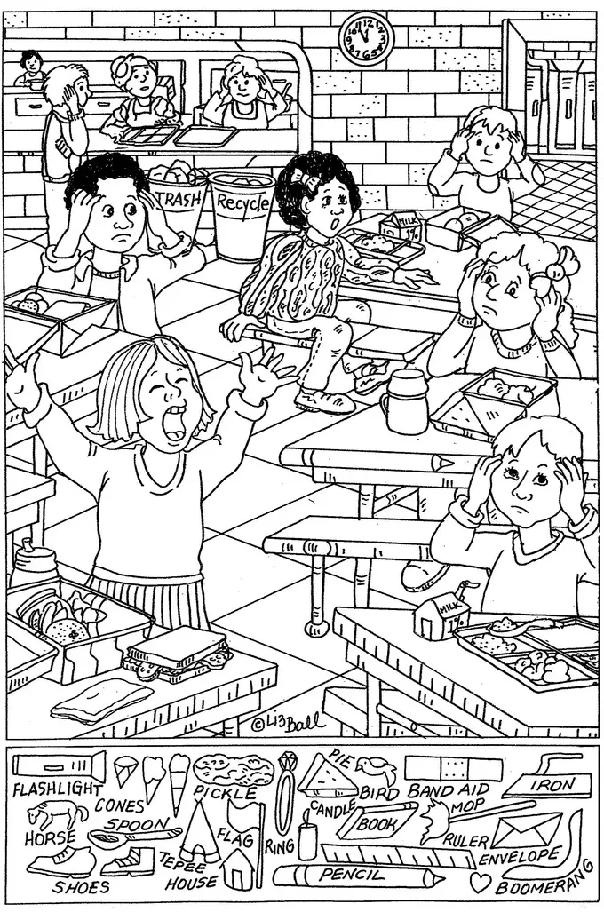 Hidden Object: Back to School worksheet for First Grade