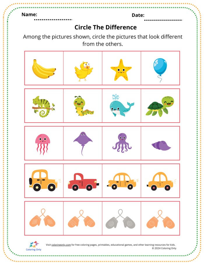 Find the Hidden Objects Worksheet 22 for Pre-K Reading Practice A colorful mixed-up picture with hidden objects scattered throughout for preschool children to find