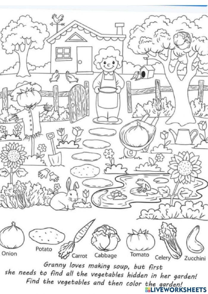 Find the Hidden Objects Worksheet 9 for Pre-K Students Hidden objects activity picture with mixed-up items for pre-kindergarten reading practice