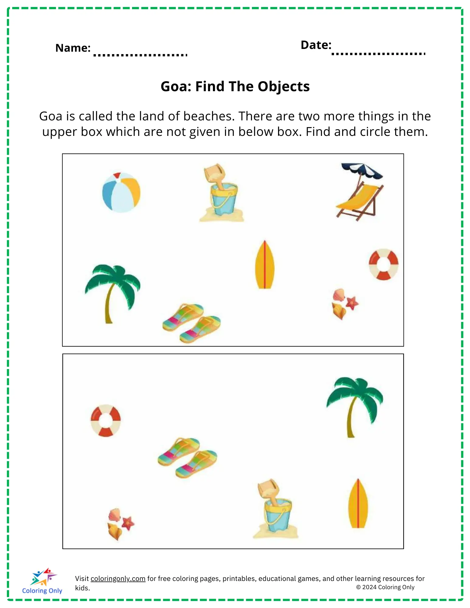 Hidden Object Search Activity for Pre-K Reading Skills Number 13 Preschool student working on a Find the Hidden Objects worksheet to improve reading readiness