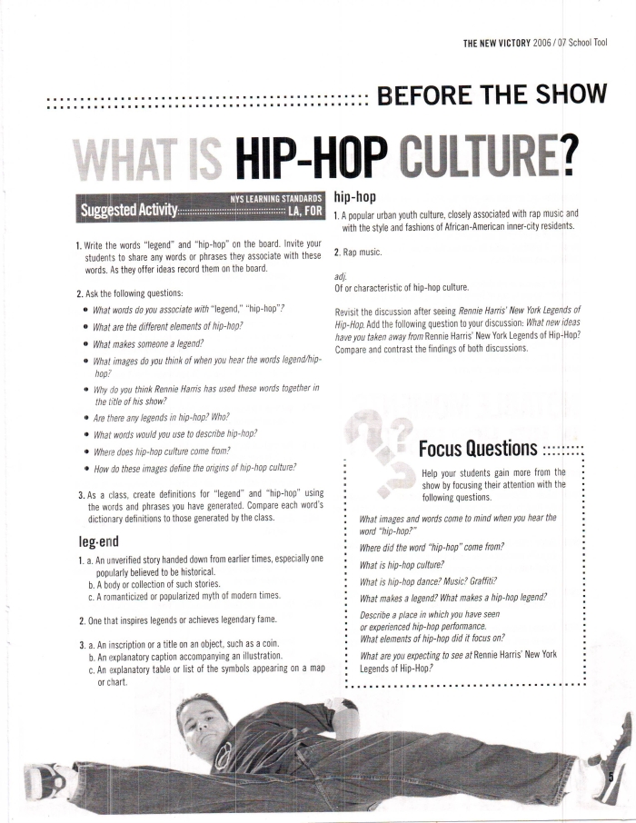Fourth grade students learning about the historical roots of hip hop music and cultural influences