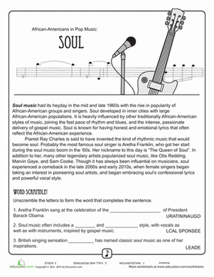 Worksheet focusing on the history of Hip Hop music for fourth graders celebrating Black History Month