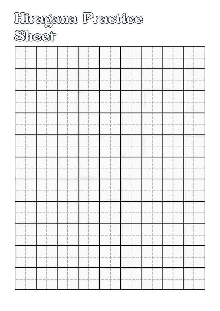 Hiragana alphabet worksheet for kids learning the Japanese letter "a