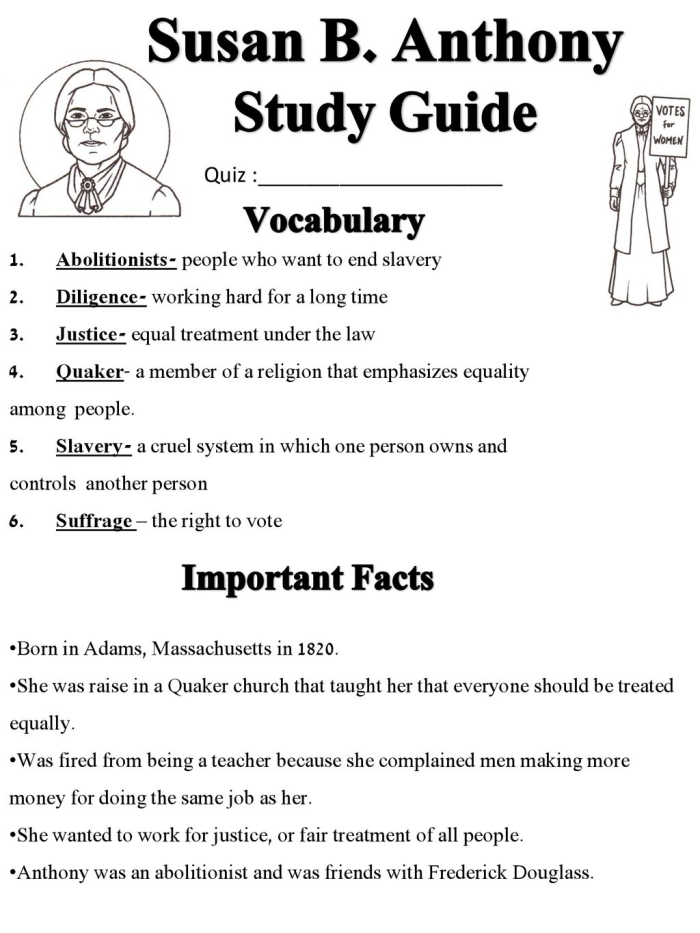 Historical Heroes Susan B Anthony Worksheet 18 Fourth grade worksheet about Susan B. Anthony and her work for women's suffrage