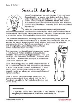 Grammar and Mechanics worksheet for Fourth Grade Historical Heroes: Susan B. Anthony worksheet for Fourth Grade