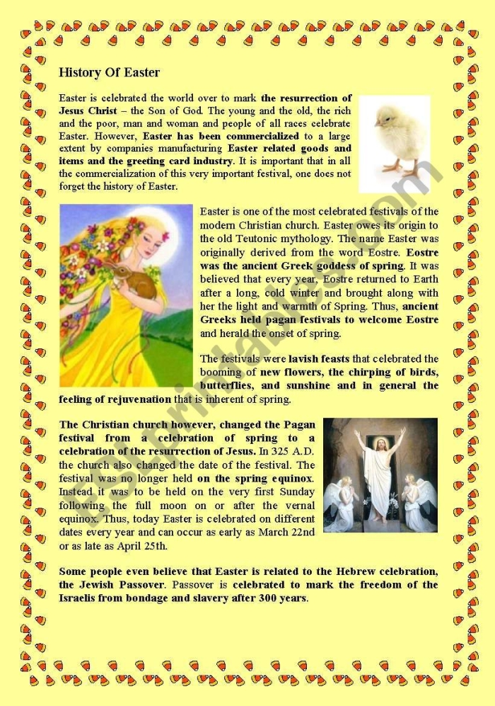History of Easter: A Fun Worksheet for Fifth Grade Algebra Students Easter worksheet for fifth graders exploring the origins of the holiday and egg hunts