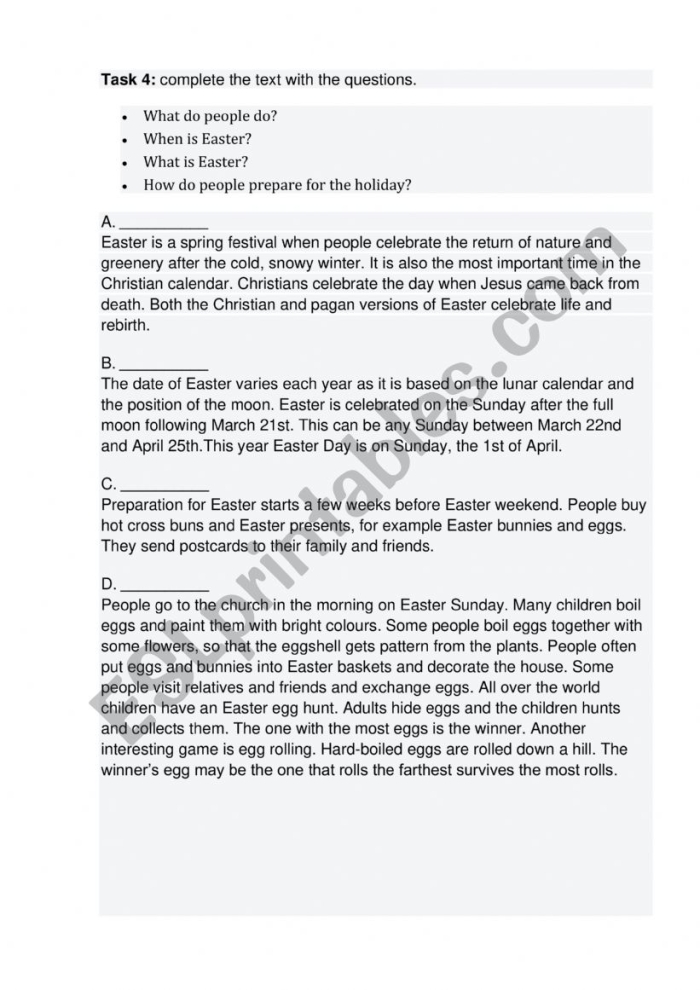 Discover the fascinating history behind Easter traditions in this engaging worksheet Easter worksheet exploring the origins of the holiday for fifth graders