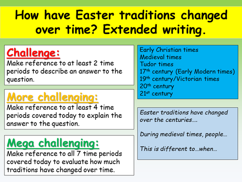 Worksheet image illustrating the origins and traditions of the Easter celebration Colorful Easter eggs surrounded by spring flowers on a worksheet exploring the history of Easter