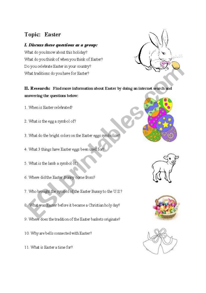 Engaging fifth-grade worksheet on the historical significance of Easter celebrations History of Easter worksheet for fifth graders exploring the origins of Easter egg hunts