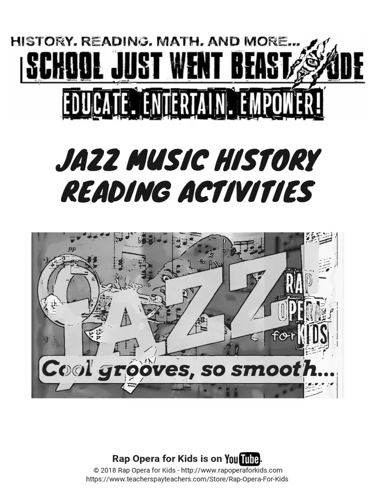 Fourth grade worksheet about the origins of jazz music and Black history