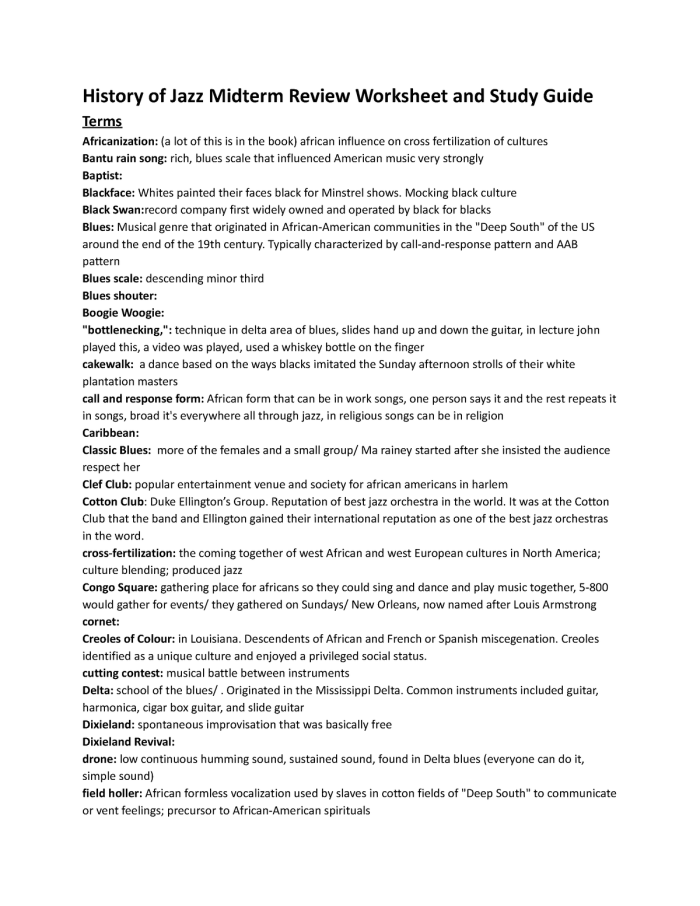 Interactive worksheet exploring the history of jazz music for fourth graders