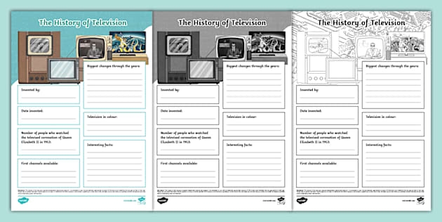History of Television Worksheet Number 24 Fifth grade students reading a worksheet about the historical development of television inventions