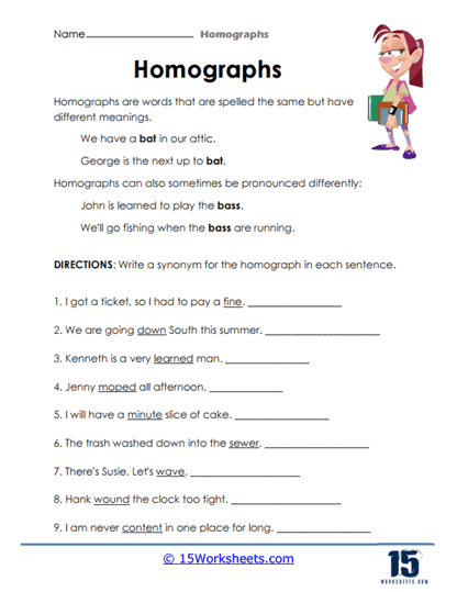 Fifth grade students matching homograph pairs from a word bank on an algebra worksheet