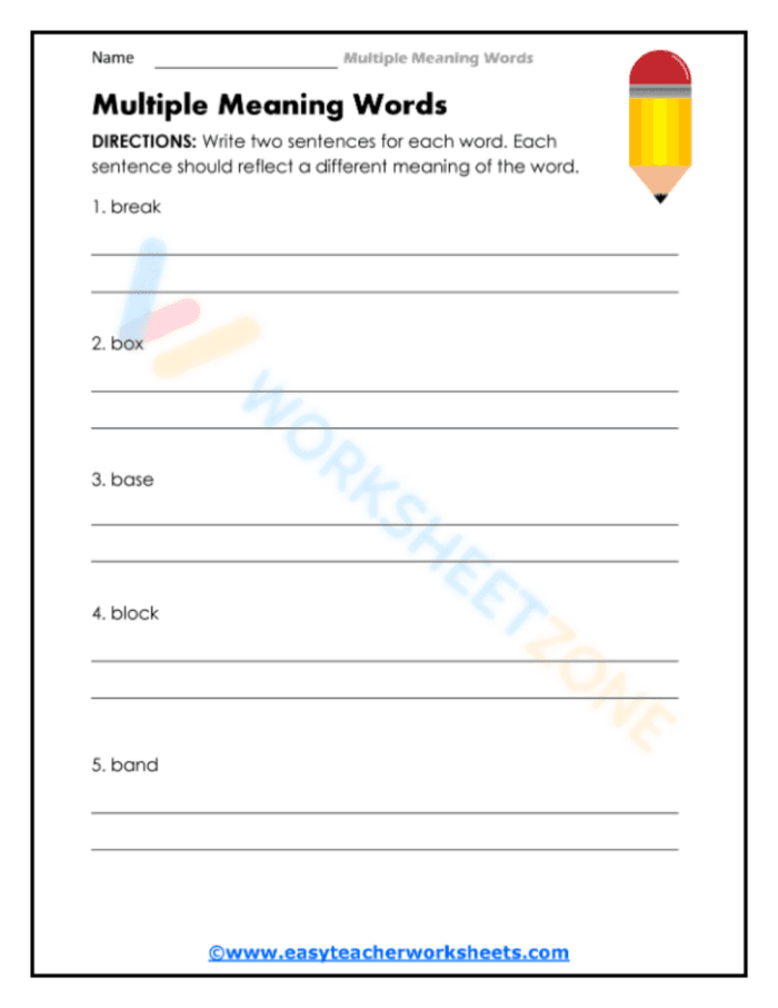 Multiple Meaning Words Worksheet 18 for Third Grade Vocabulary Practice Third grade worksheet featuring multiple choice questions to identify homographs using context clues
