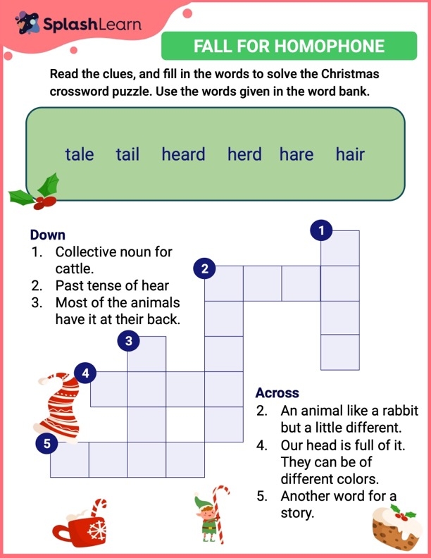 Second grade student completing a homophone search worksheet to practice spelling skills