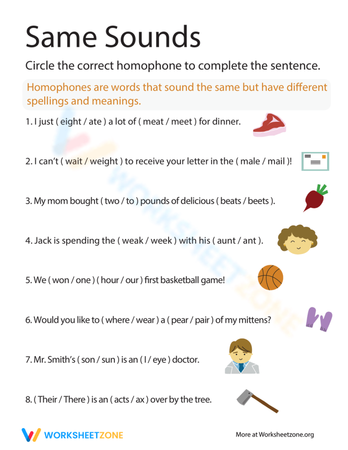 Second grade students practice identifying and writing correct homophones in this printable worksheet.