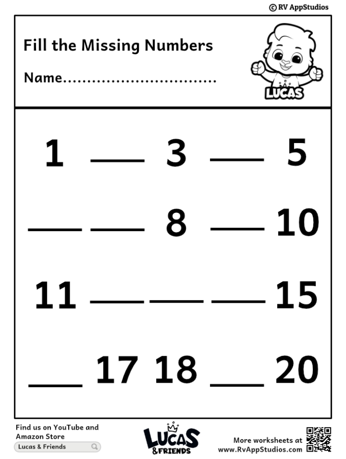 Kindergarten worksheet featuring a bunny theme to help children practice filling in missing numbers from 1 to 50