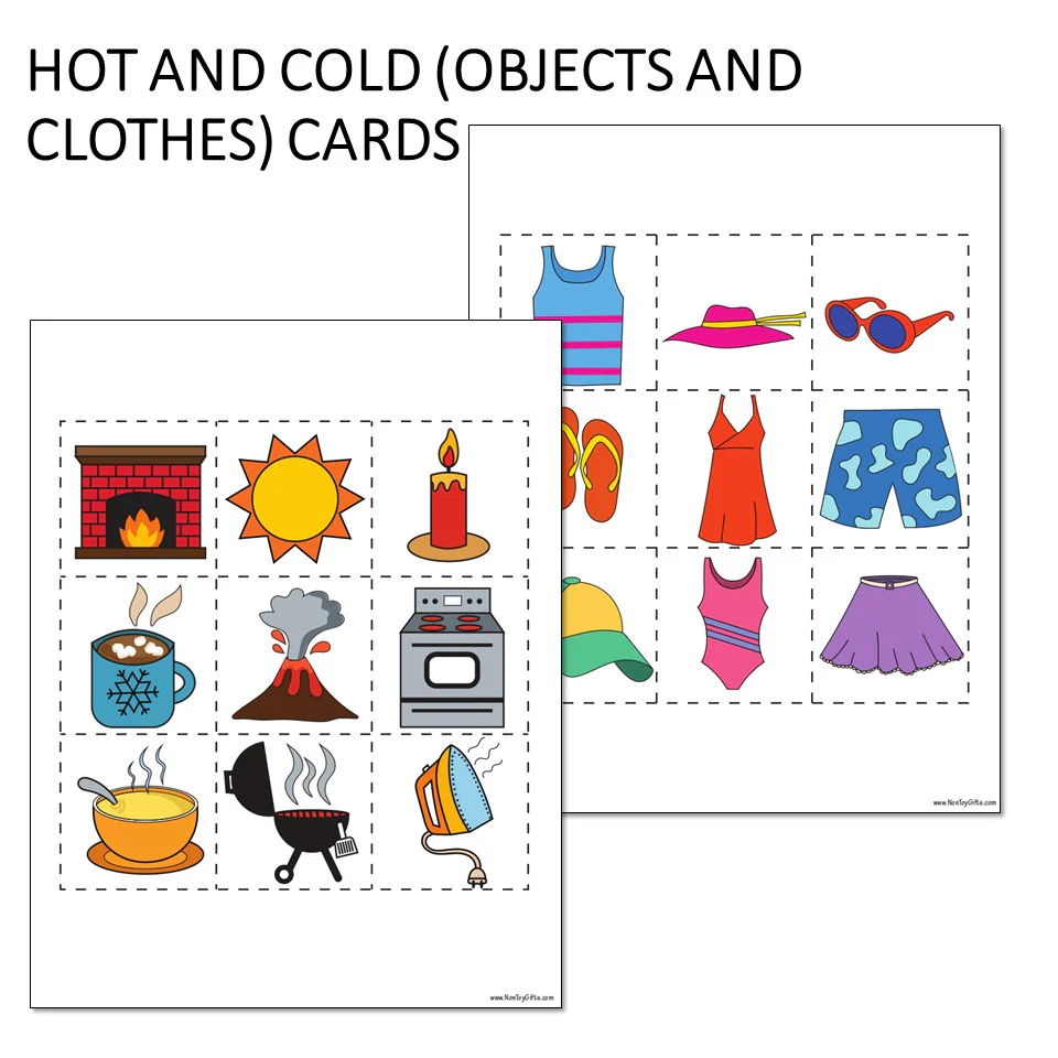 Hot or Cold? Worksheet for Pre-K Statistics Practice Children's worksheet for sorting hot and cold items in a fun activity