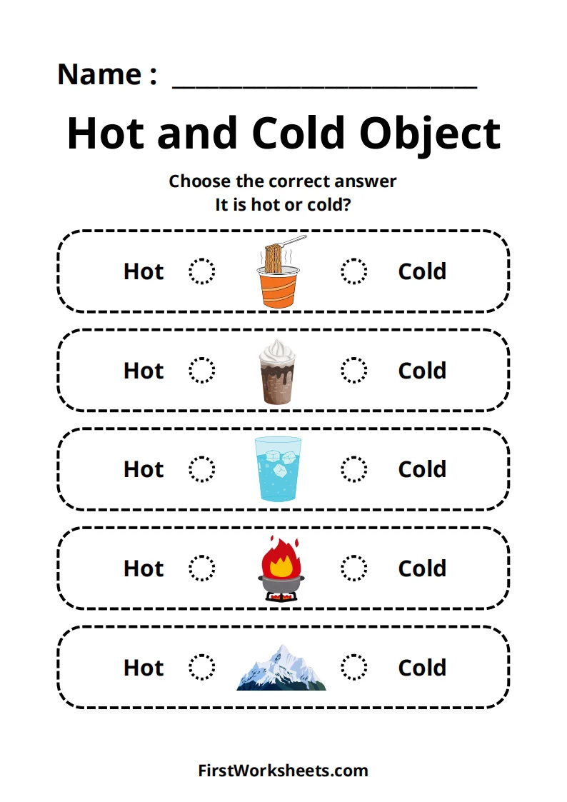 Temperature Hot or Cold Science Worksheet 14 First grade science worksheet for matching clothing items to hot or cold temperatures