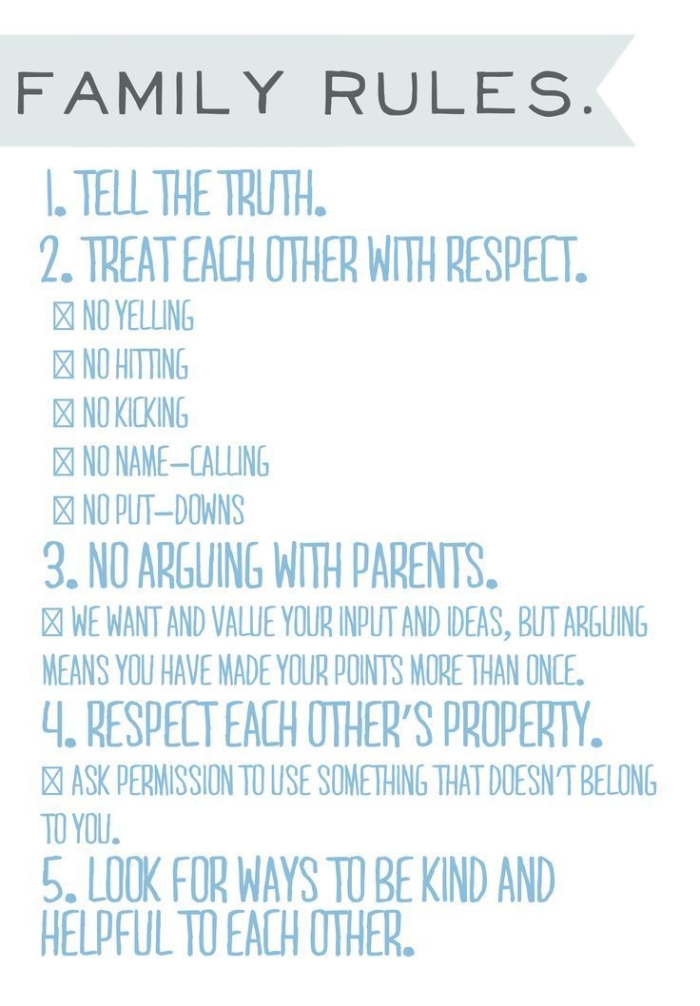 Creative House Rules worksheet poster activity for kids House Rules worksheet featuring a child creating a poster for her own family rule