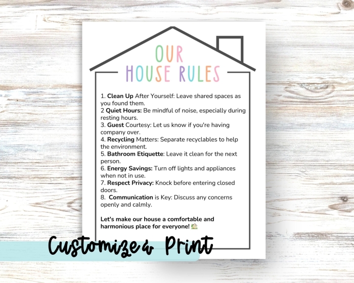 House Rules Worksheet for Kids: Creative Writing Activity A colorful worksheet featuring a child creating their own house rules poster