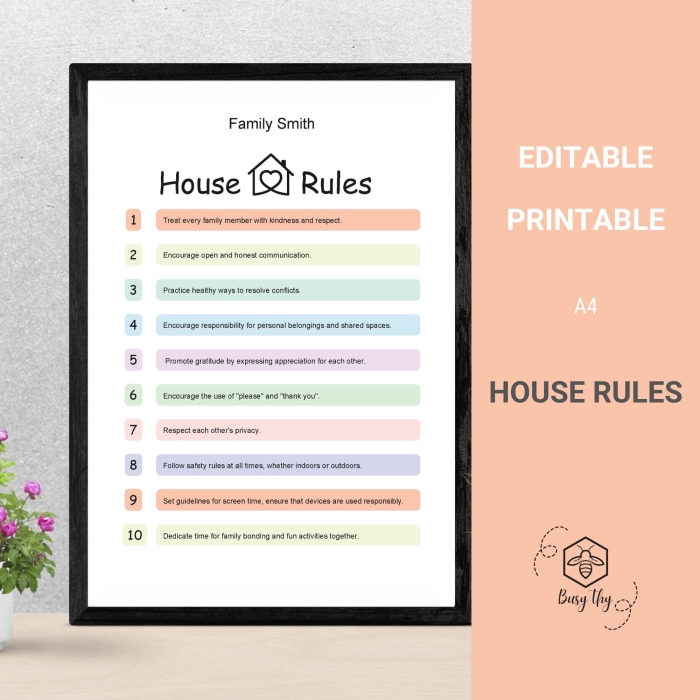 Creative House Rules Worksheet for Kids Illustration of a child creating a house rules poster with colorful drawings