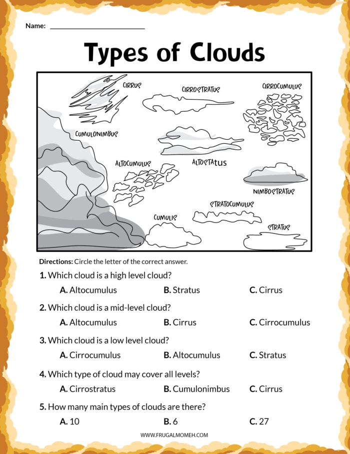 Addition worksheet for Fifth Grade Illustration of the cloud formation process showing moisture in the air. How Clouds Form worksheet visual explanation for fifth graders.