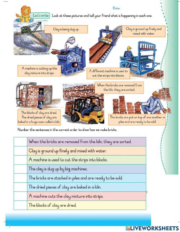 Engaging worksheet on How Concrete Is Made? for middle school students Worksheet illustrating the process of concrete production for sixth graders