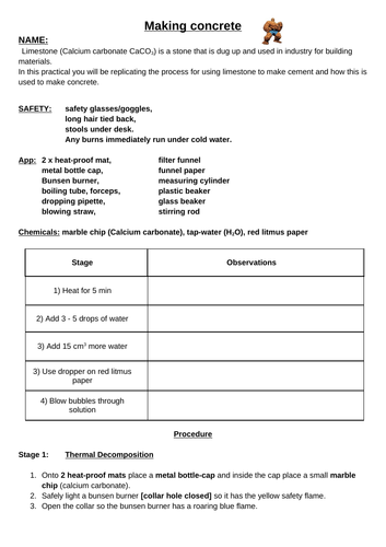 How Concrete Is Made? educational worksheet for middle school students Worksheet illustrating the process of concrete production for sixth graders